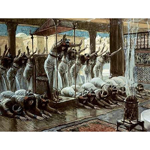Queen of Sheba Visits Solomon Black Modern Wood Framed Art Print by Tissot, James