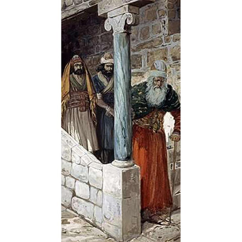 Samuel and His Two Sons Gold Ornate Wood Framed Art Print with Double Matting by Tissot, James