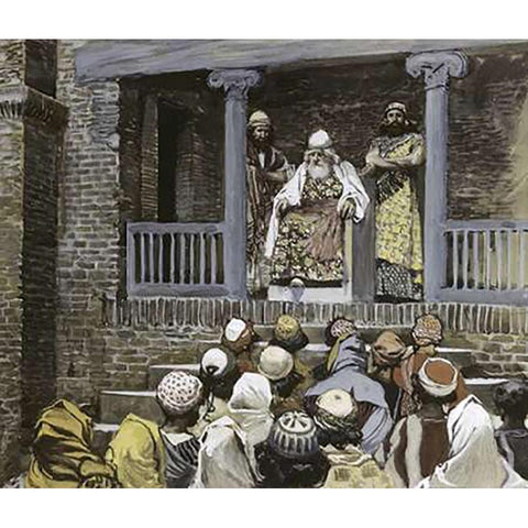 Samuel at Ramah Black Modern Wood Framed Art Print with Double Matting by Tissot, James
