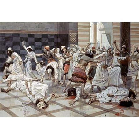 Saul Commands Doeg To Slay The Priests White Modern Wood Framed Art Print by Tissot, James