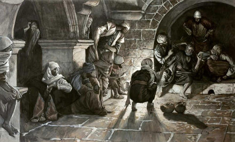 Second Denial of Peter Black Ornate Wood Framed Art Print with Double Matting by Tissot, James Jacques