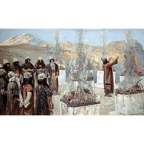 Seven Alters of Balaam Black Modern Wood Framed Art Print with Double Matting by Tissot, James