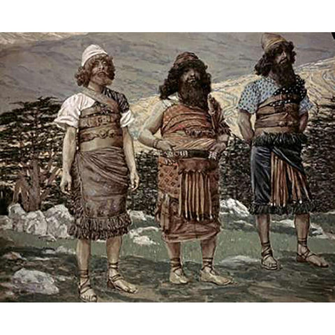 Shem, Ham and Japbeth White Modern Wood Framed Art Print by Tissot, James