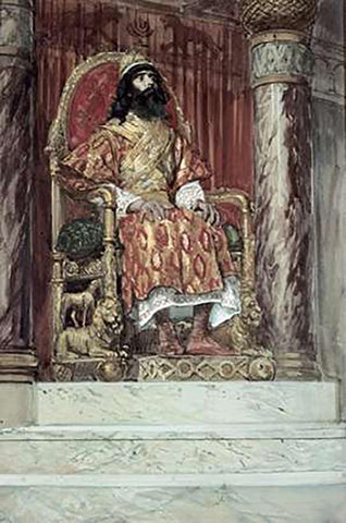 Solomon Is Made King White Modern Wood Framed Art Print with Double Matting by Tissot, James