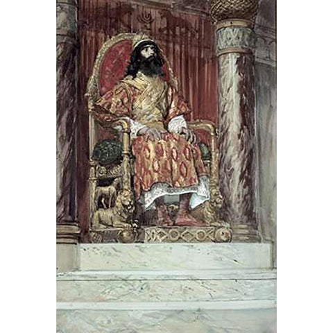 Solomon Is Made King White Modern Wood Framed Art Print by Tissot, James