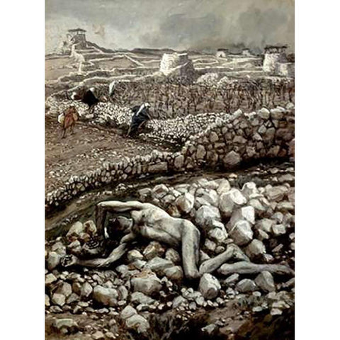 Son of The Master Vineyard Black Modern Wood Framed Art Print with Double Matting by Tissot, James