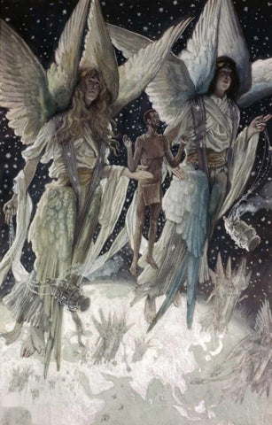 Soul of the Penitent Thief in Paradise Black Ornate Wood Framed Art Print with Double Matting by Tissot, James Jacques