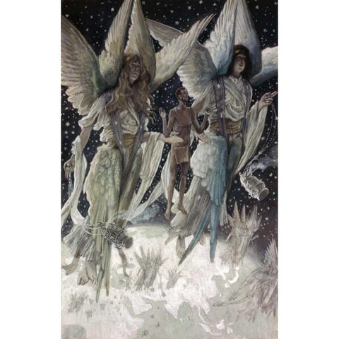 Soul of the Penitent Thief in Paradise Black Modern Wood Framed Art Print with Double Matting by Tissot, James Jacques