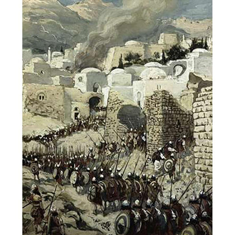 Taking of Jericho White Modern Wood Framed Art Print by Tissot, James