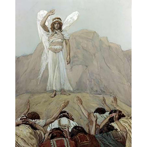 The Angels Rebuke Black Modern Wood Framed Art Print with Double Matting by Tissot, James