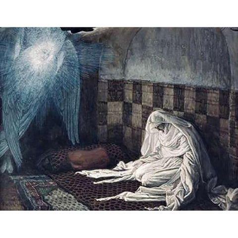 The Annunciation Black Modern Wood Framed Art Print with Double Matting by Tissot, James