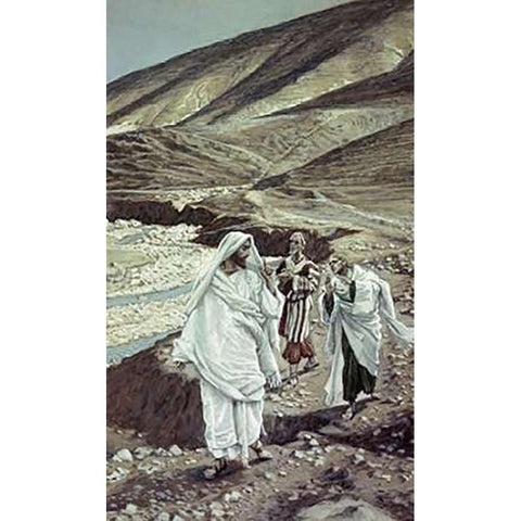 The Calling of Andrew and John White Modern Wood Framed Art Print by Tissot, James