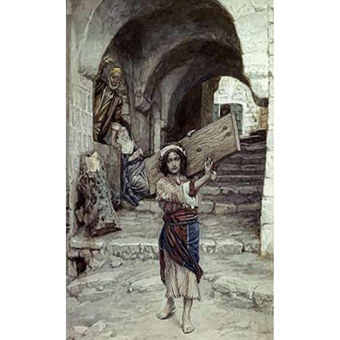 The Youth of Jesus White Modern Wood Framed Art Print by Tissot, James