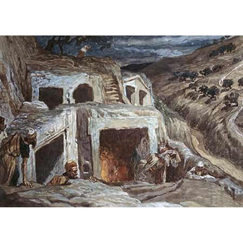 Those That Dwell In The Sepulchers White Modern Wood Framed Art Print by Tissot, James