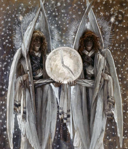 Thursday Evening - Holy Thursday Black Ornate Wood Framed Art Print with Double Matting by Tissot, James Jacques