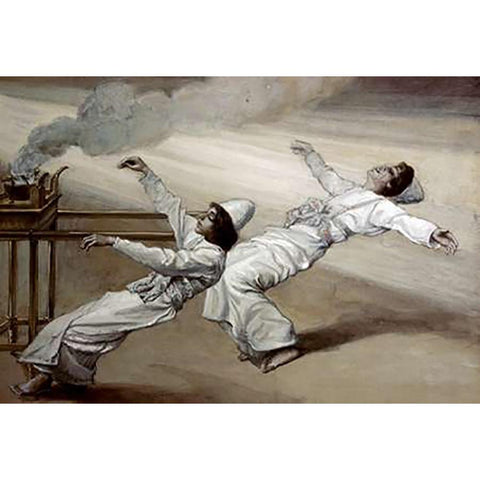 Two Priests Are Destroyed Gold Ornate Wood Framed Art Print with Double Matting by Tissot, James