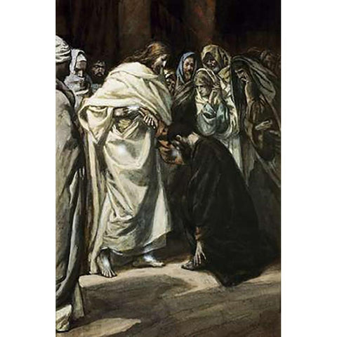 Unbelief of Thomas Black Modern Wood Framed Art Print by Tissot, James