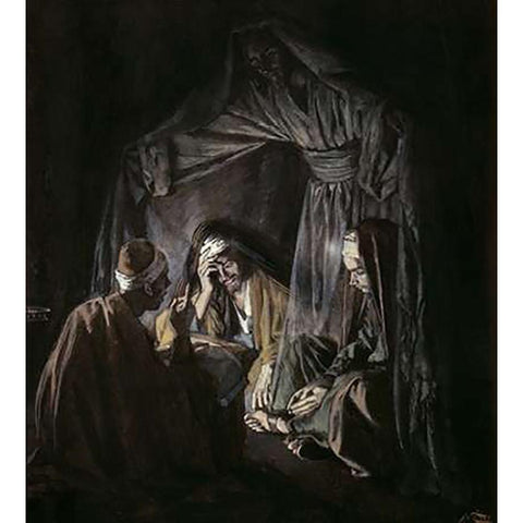 Union In Prayer Black Modern Wood Framed Art Print with Double Matting by Tissot, James