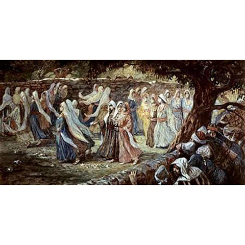 Virgins of Shiloh Surprised Gold Ornate Wood Framed Art Print with Double Matting by Tissot, James