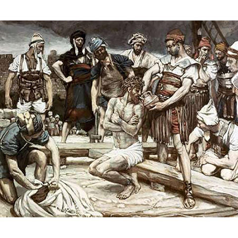 Wine Mixed With Myrrh Gold Ornate Wood Framed Art Print with Double Matting by Tissot, James