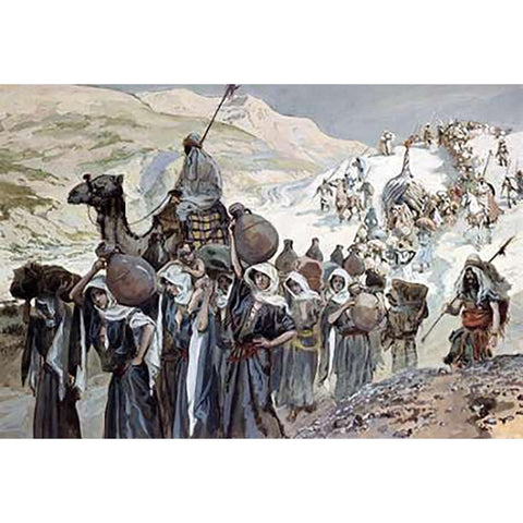 Women of Ziklag Taken Into Captivity Black Modern Wood Framed Art Print with Double Matting by Tissot, James