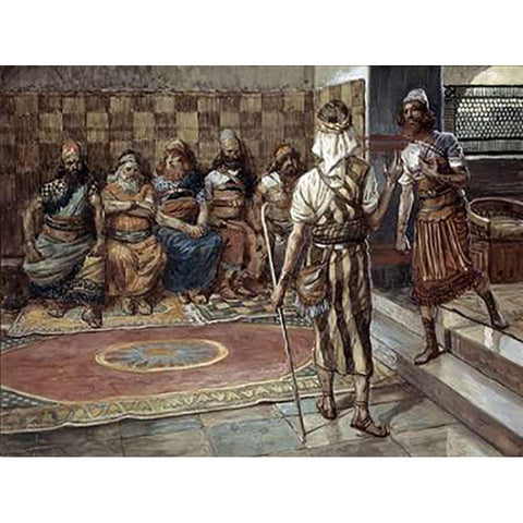 Young Prophet Before The Council Black Modern Wood Framed Art Print with Double Matting by Tissot, James