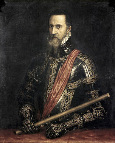 Grand Duke of Alba White Modern Wood Framed Art Print with Double Matting by Titian