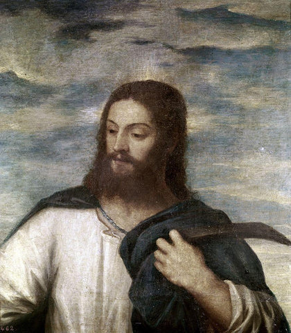 Our Saviour White Modern Wood Framed Art Print with Double Matting by Titian