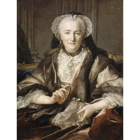 Portrait of Madame Dange White Modern Wood Framed Art Print by Tocque, Louis