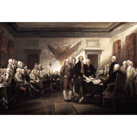 Signing of The Declaration of Independence, 1817-1819 Gold Ornate Wood Framed Art Print with Double Matting by Trumbull, John