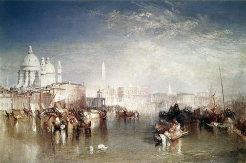 Canal Della Giudecca, Venice Black Ornate Wood Framed Art Print with Double Matting by Turner, Joseph M.W.