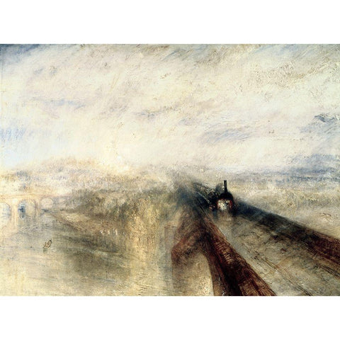 Rain, Steam, and Speed; The Great Western Railway White Modern Wood Framed Art Print by Turner, Joseph M.W.
