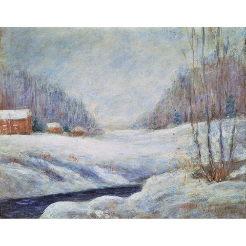 Winter Landscape Black Modern Wood Framed Art Print by Twachtman, John Henry