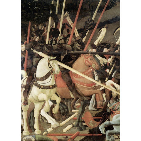 Battle of San Romano (Detail) White Modern Wood Framed Art Print by Uccello, Paolo