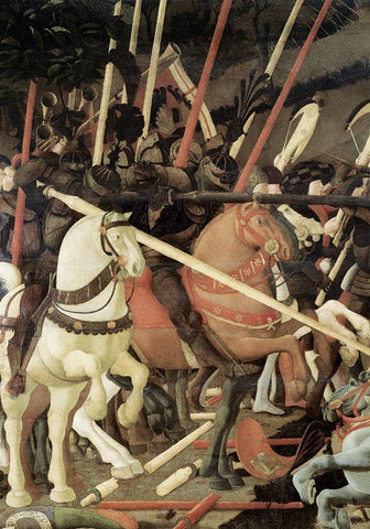 Battle of San Romano (Detail) White Modern Wood Framed Art Print with Double Matting by Uccello, Paolo