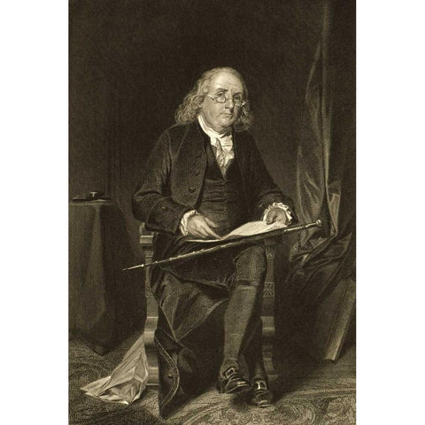 Benjamin Franklin - 1706-1790 White Modern Wood Framed Art Print by Unknown