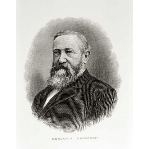 Benjamin Harrison Black Modern Wood Framed Art Print by Unknown