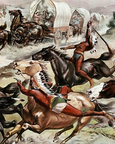 Buffalo Bills Wild West-Detail White Modern Wood Framed Art Print with Double Matting by Unknown