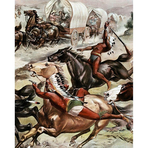 Buffalo Bills Wild West-Detail Black Modern Wood Framed Art Print with Double Matting by Unknown