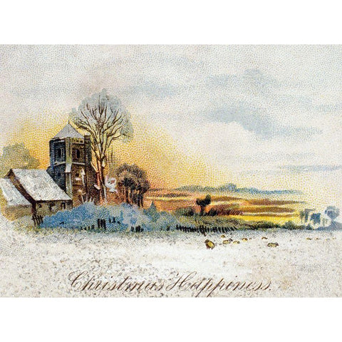 Christmas Happiness Black Modern Wood Framed Art Print by Unknown