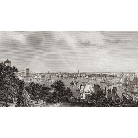 City of New York Black Modern Wood Framed Art Print by Unknown