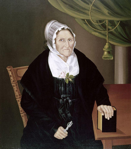 Elderly Quaker Lady Black Ornate Wood Framed Art Print with Double Matting by Unknown