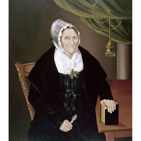 Elderly Quaker Lady Black Modern Wood Framed Art Print by Unknown