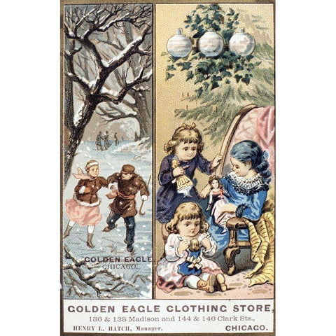 Golden Eagle Clothing Store White Modern Wood Framed Art Print by Unknown