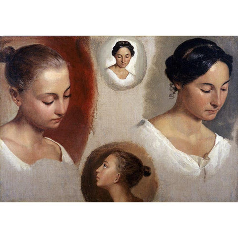 Heads White Modern Wood Framed Art Print by Unknown
