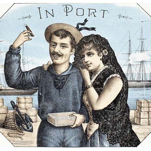 In Port Black Modern Wood Framed Art Print by Unknown