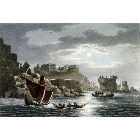 Island of Tortosa In Syria From Interesting Views In Turkey Gold Ornate Wood Framed Art Print with Double Matting by Unknown