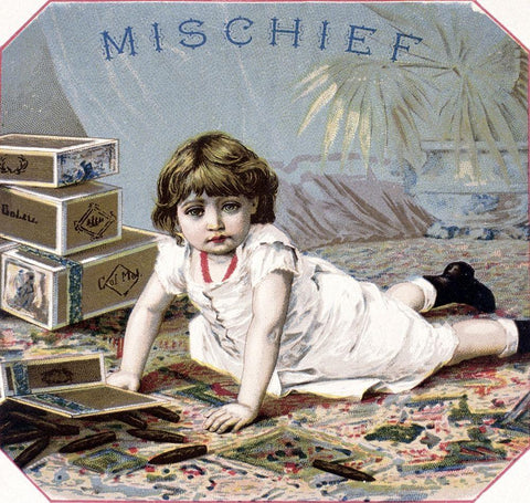 Mischief Black Ornate Wood Framed Art Print with Double Matting by Unknown