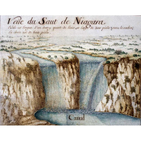 Niagara Falls Black Modern Wood Framed Art Print with Double Matting by Unknown