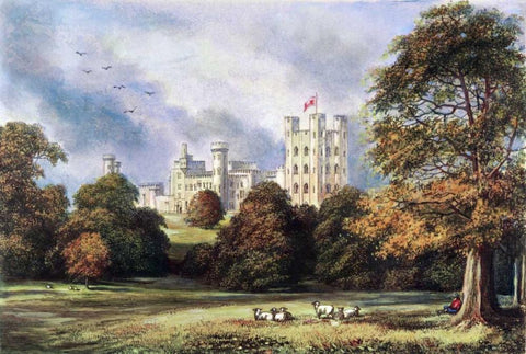 Penrhyn Castle, Carnarvonshire White Modern Wood Framed Art Print with Double Matting by Unknown
